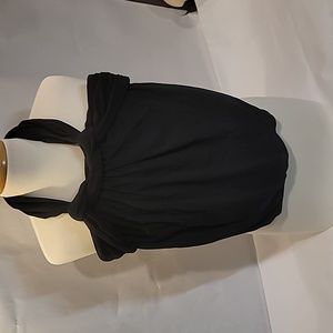 Moda International Black Bubble Hem Jerseyknit Halter Top Sz XS